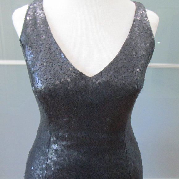 *SOLD* Jay Godfrey Sequin Slit Cocktail Dress in Black - Picture 5 of 8
